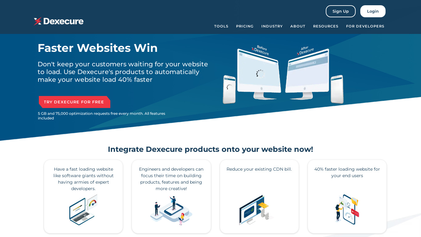 Dexecure Landing page