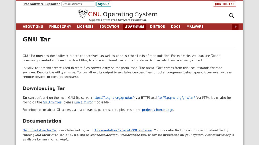 GNU tar Landing Page