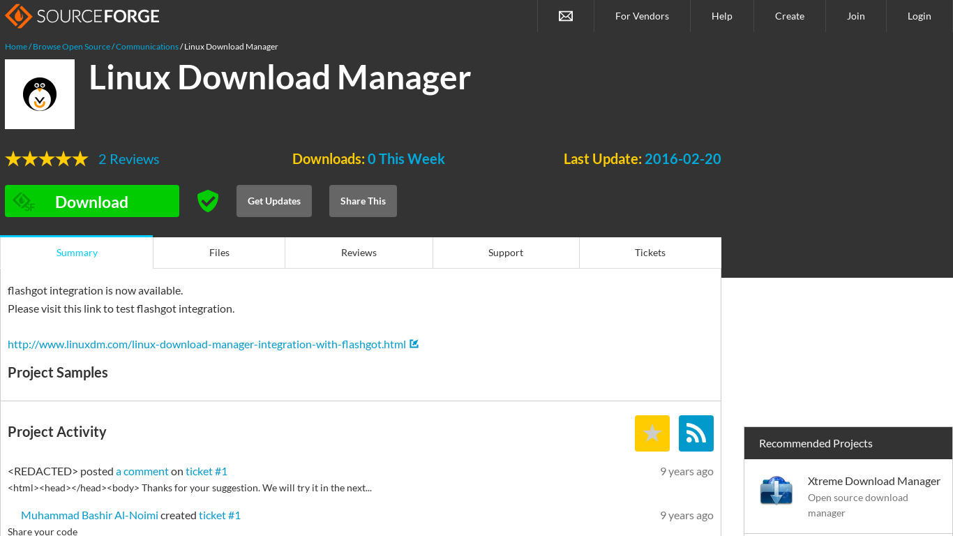 Linux Download Manager Landing page