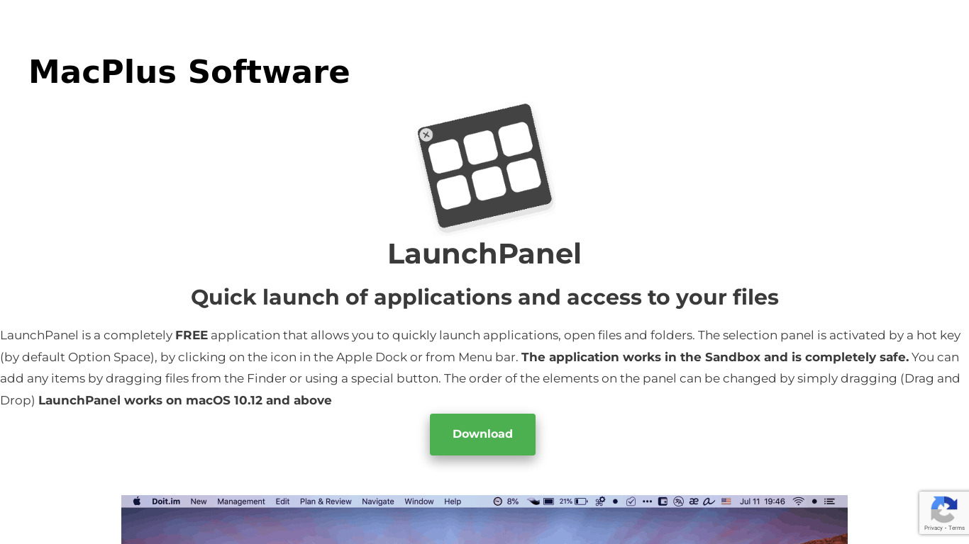 LaunchPanel Landing page
