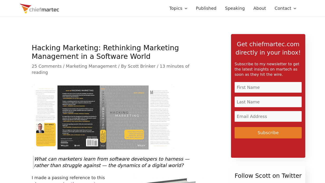 Hacking Marketing Landing page