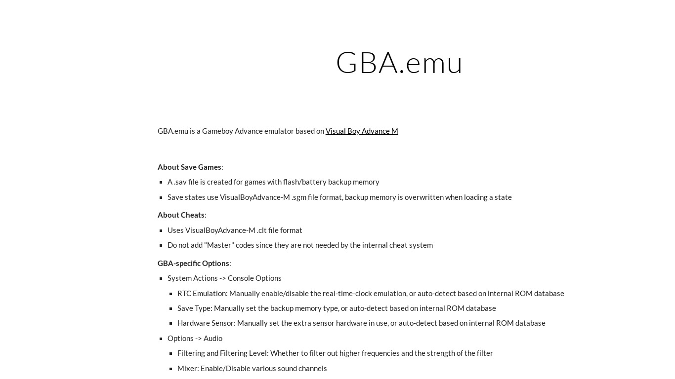 GBA.emu Landing page