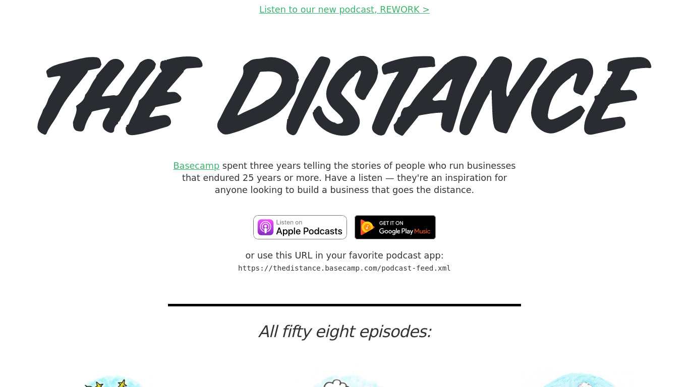 The Distance podcast Landing page