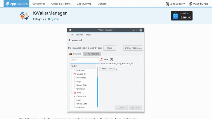 KDE Wallet Manager Landing Page