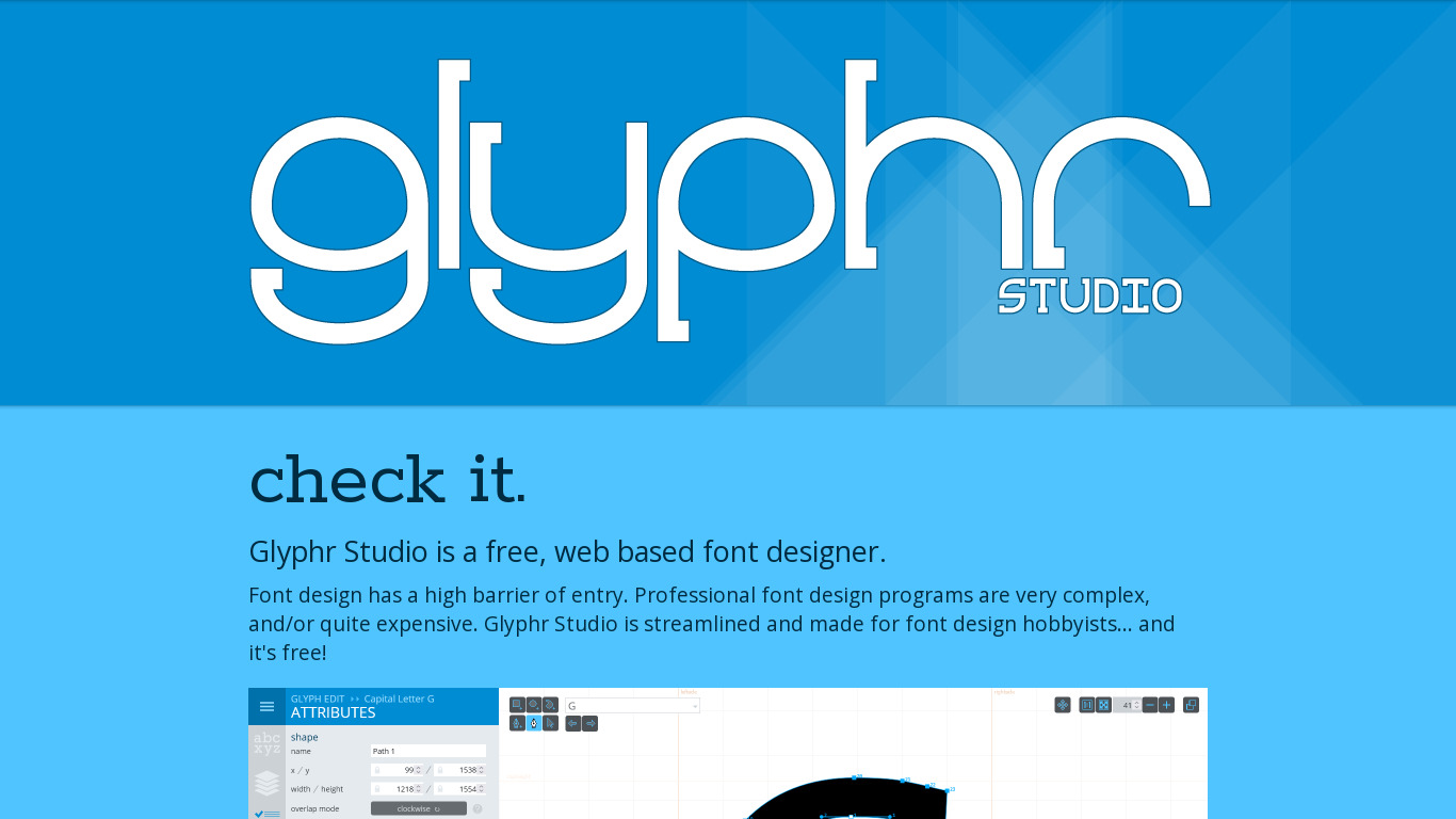 Glyphr Studio Landing page