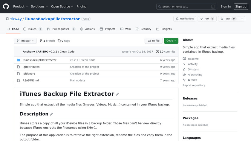 iTunes Backup File Extractor Landing Page