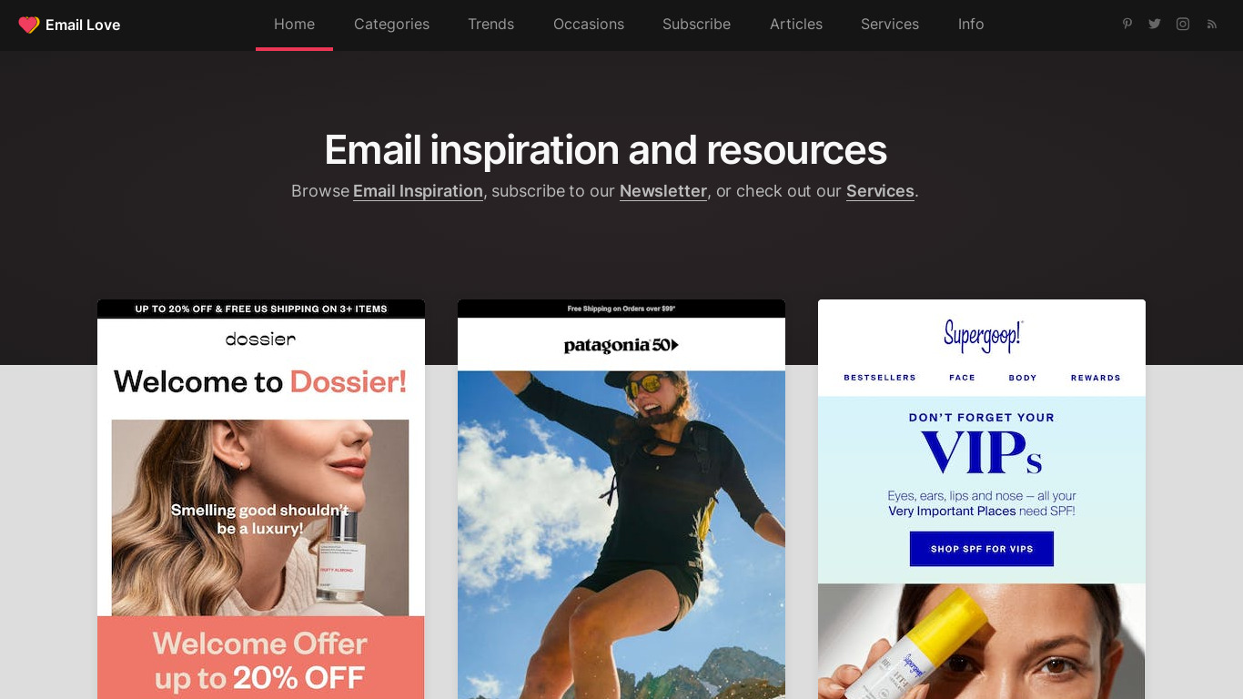 Email Love Landing page
