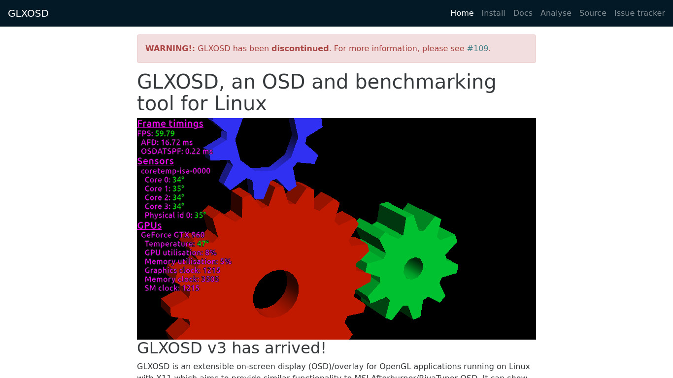 GLXOSD Landing page