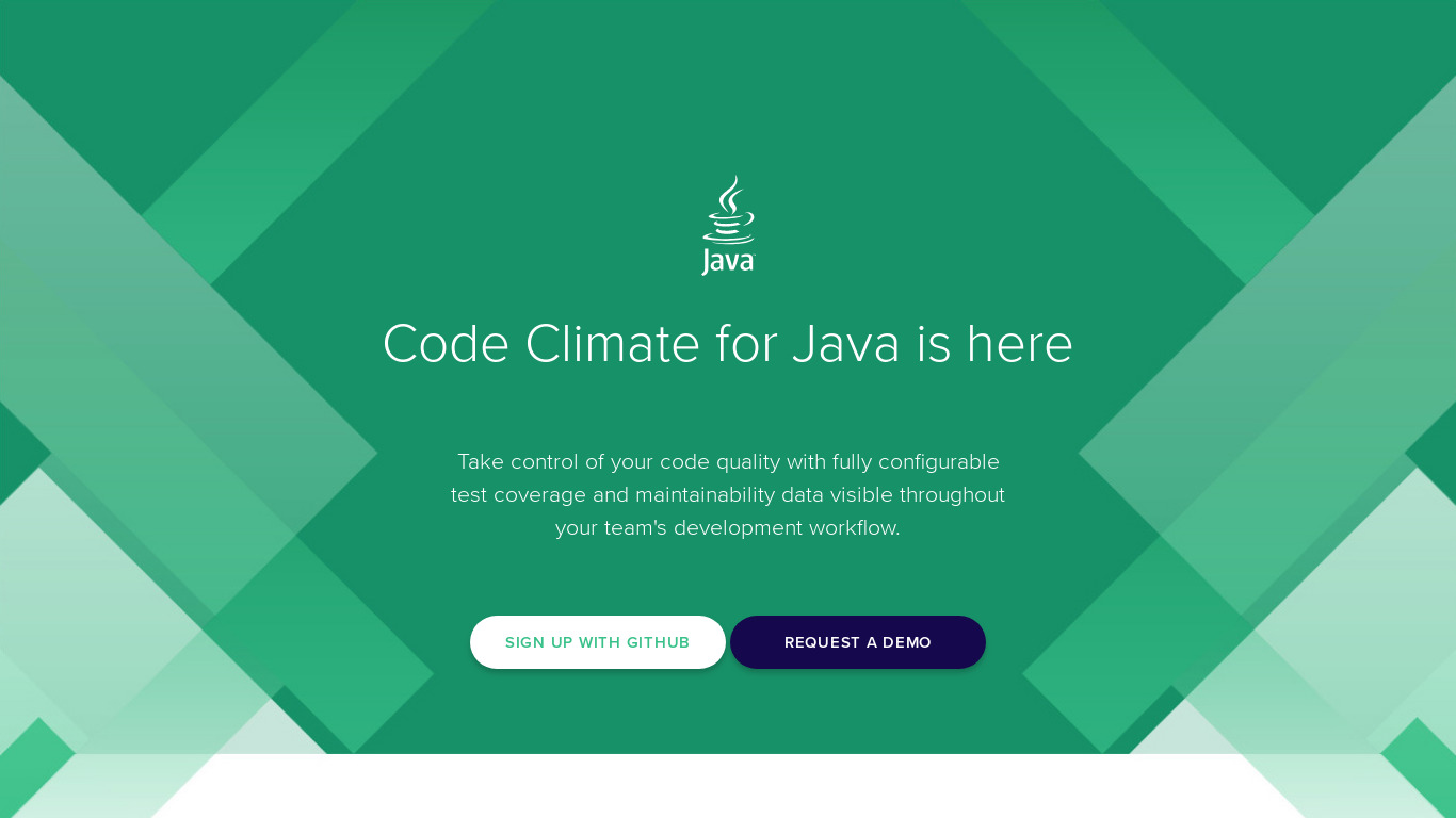 Code Climate for Java Landing page