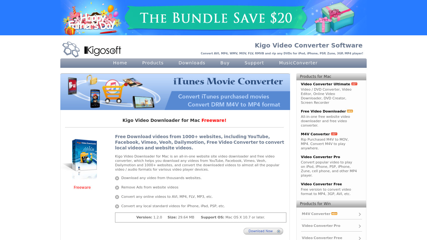 Kigo Video Downloader for Mac Landing page