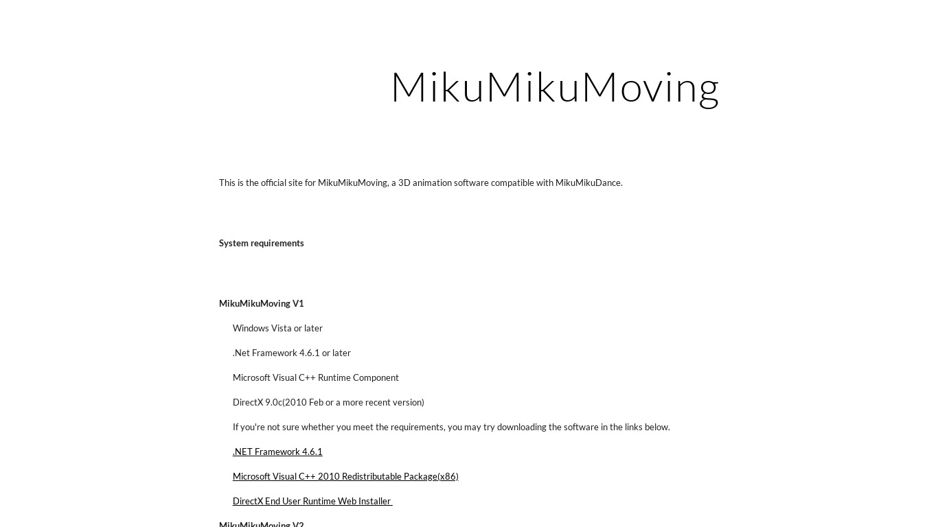 MikuMikuMoving Landing page
