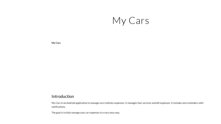My Cars Landing Page