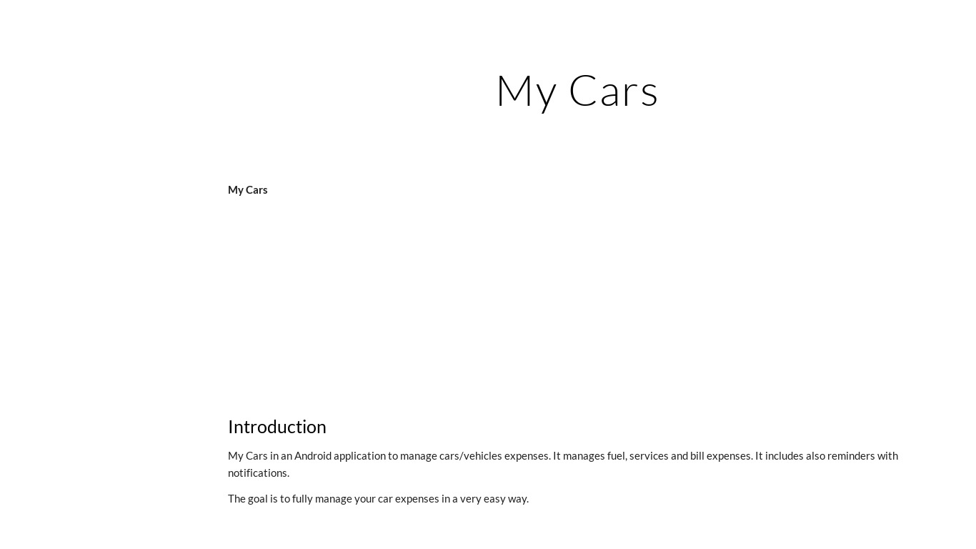 My Cars Landing page