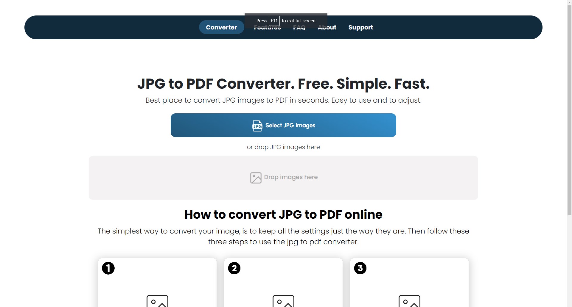 JPGtoPDF.com Landing page