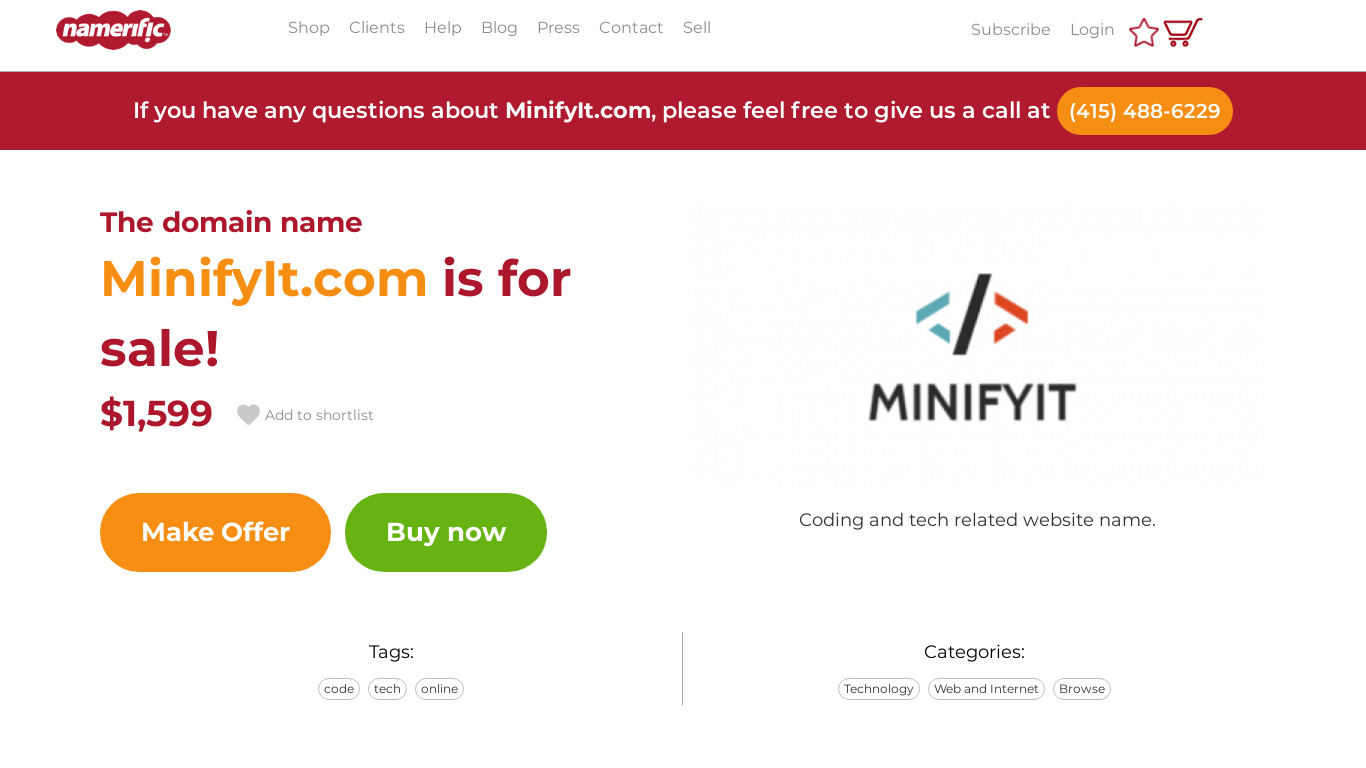 MinifyIt.com Landing page