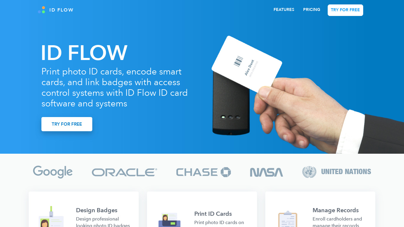 ID Flow Landing page
