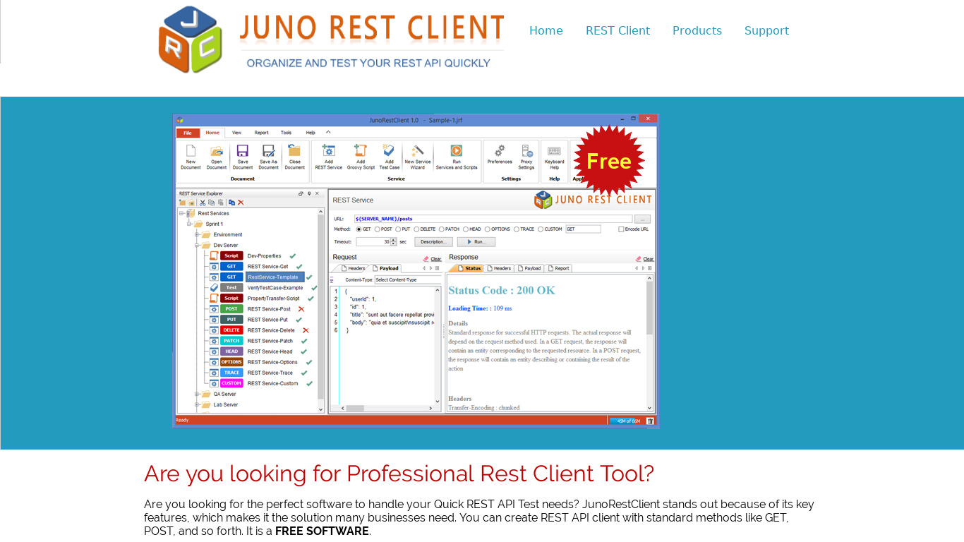 JunoRestClient Landing page
