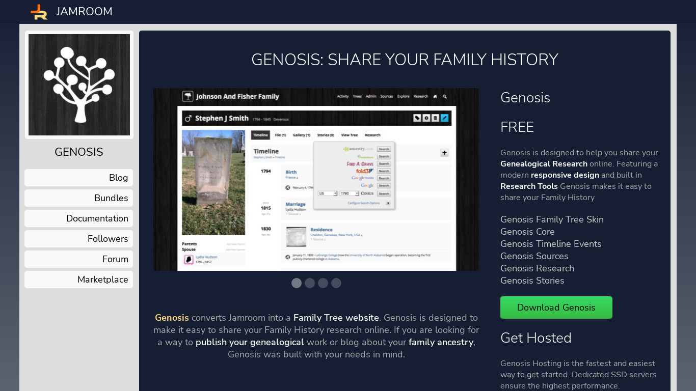 Genosis Landing page