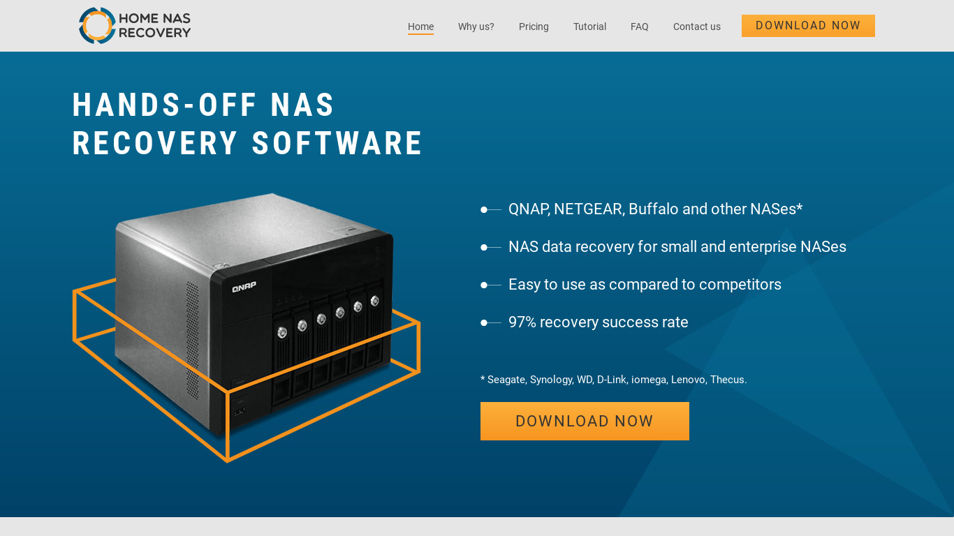Home NAS Recovery Landing page