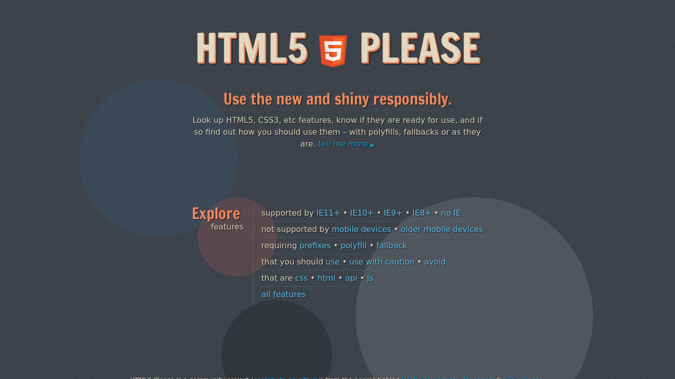 HTML5 Please Landing page