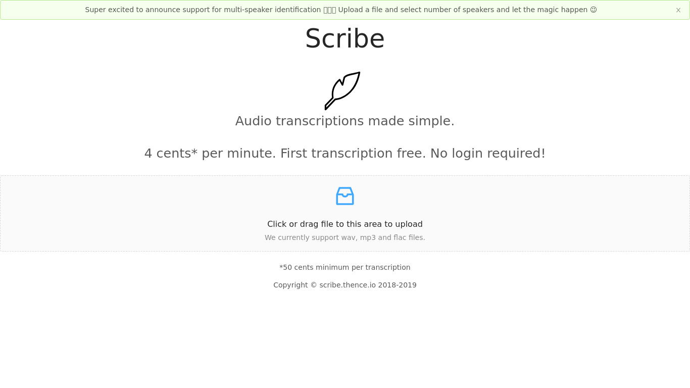 Scribe by Thence Landing page