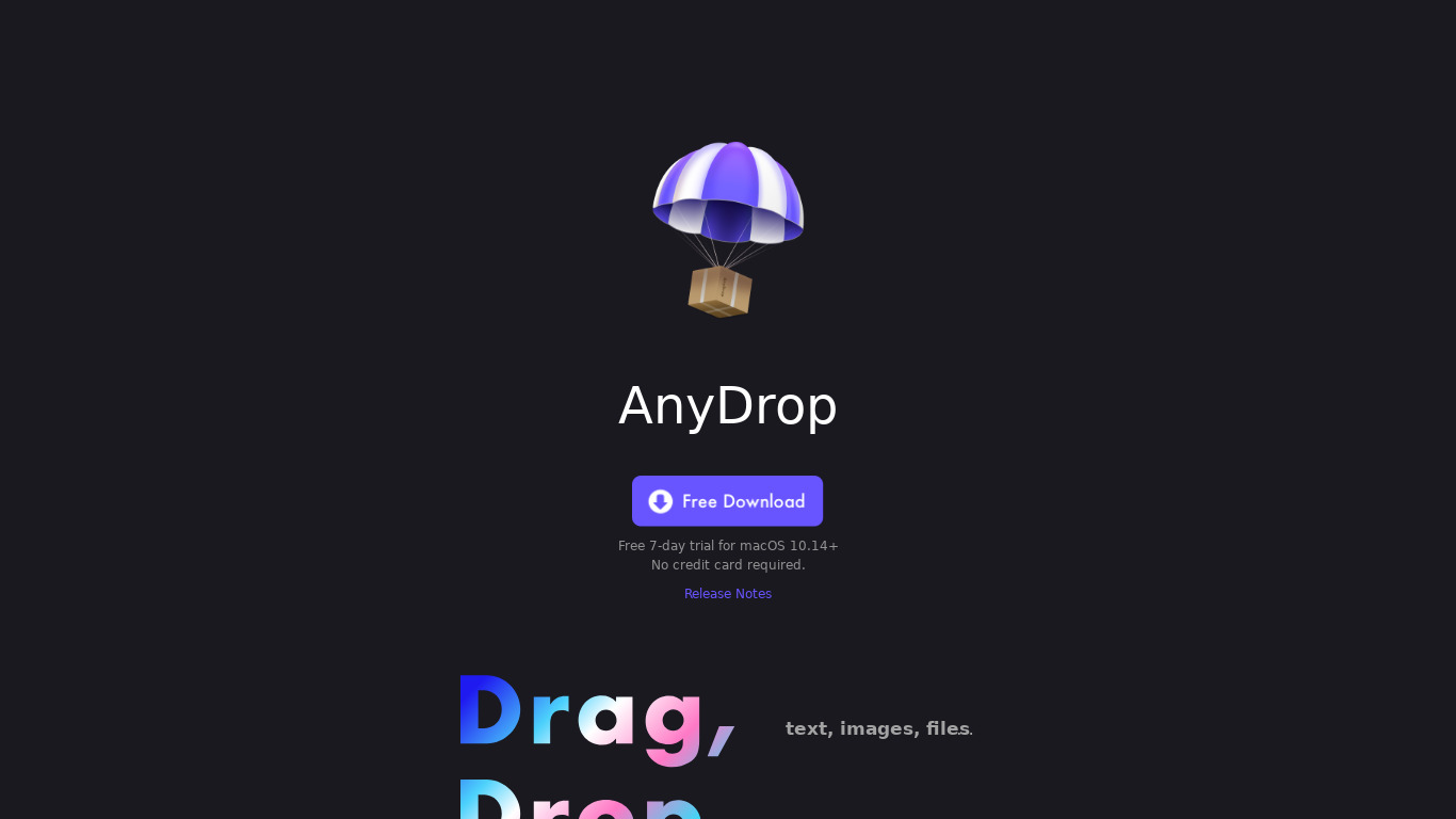 AnyDrop Landing page