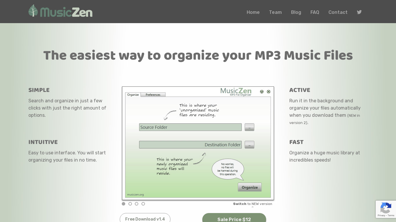 MusicZen Landing page