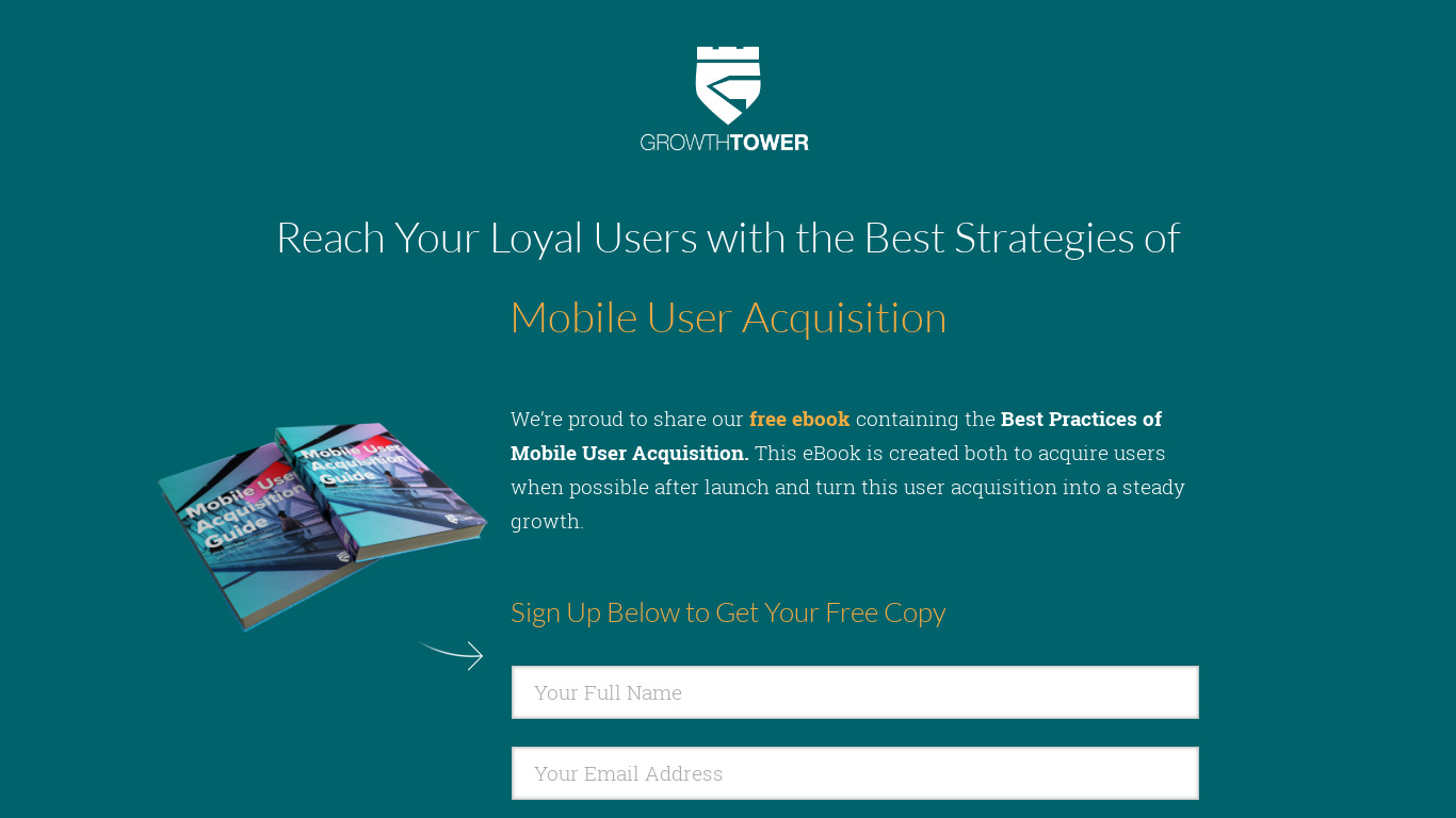 Mobile User Acquisition Guide Landing page