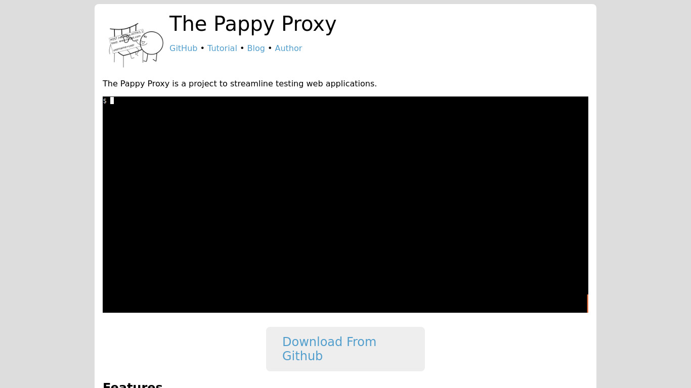 Pappy Proxy Landing page