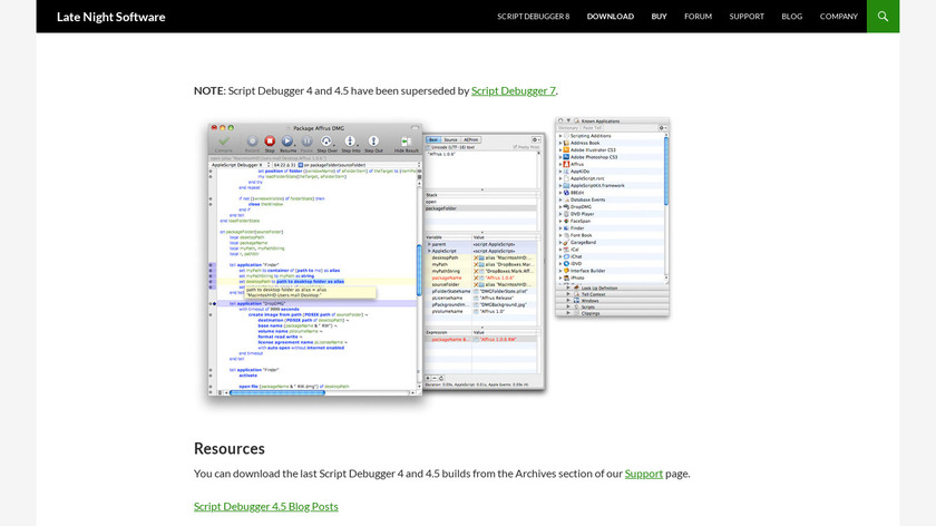 Script Debugger Landing Page