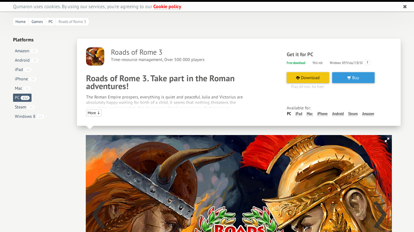 Roads of Rome Landing page