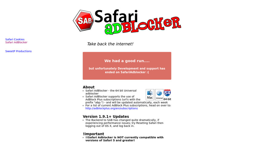 Safari AdBlocker Landing Page