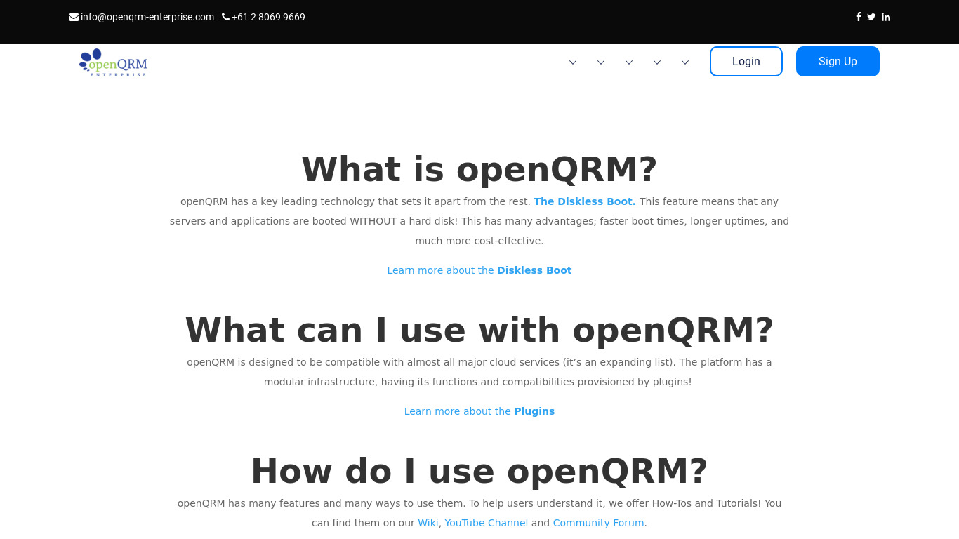 openQRM Landing page