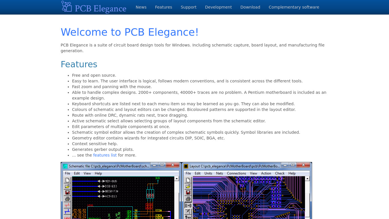 PCB Elegance Landing page