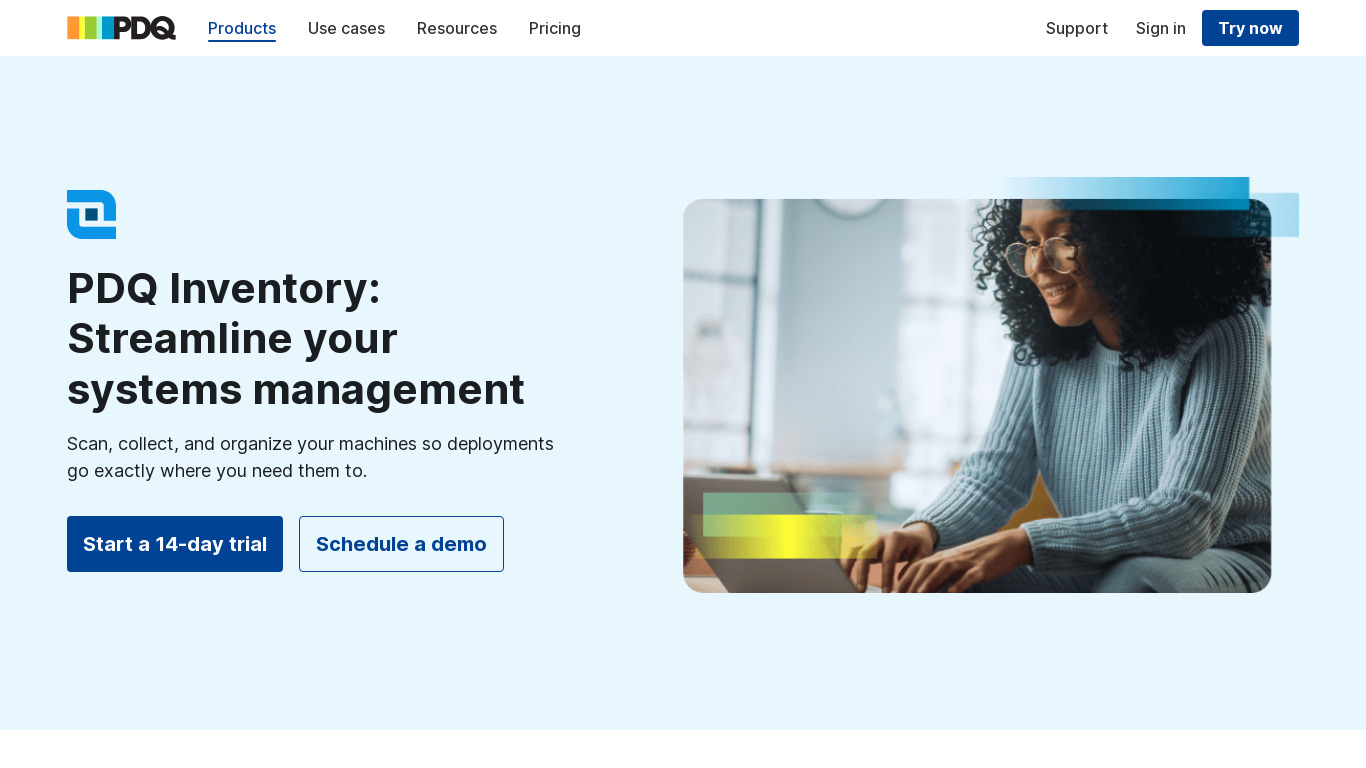 PDQ Inventory Landing page