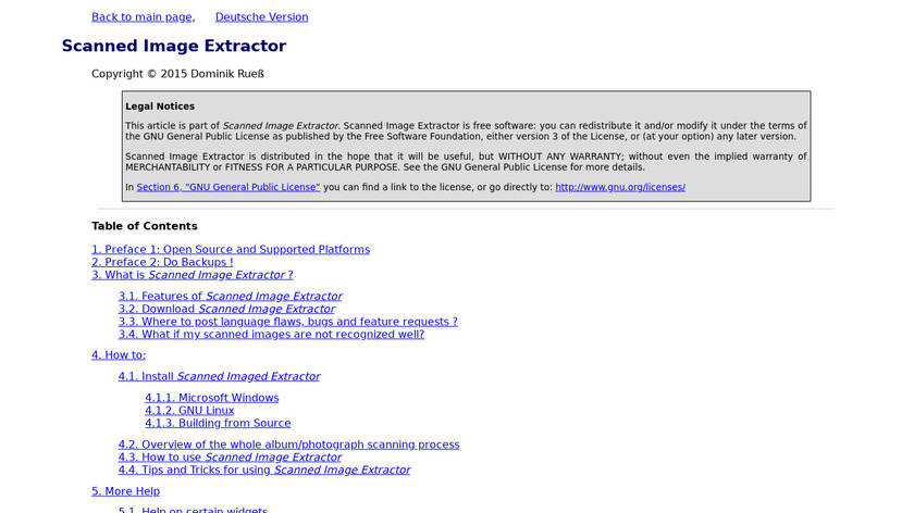 Scanned Image Extractor Landing Page