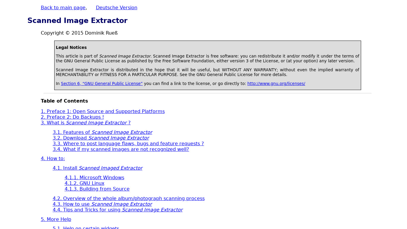 Scanned Image Extractor Landing page