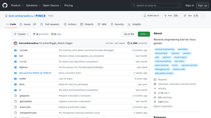 PINCE Landing Page