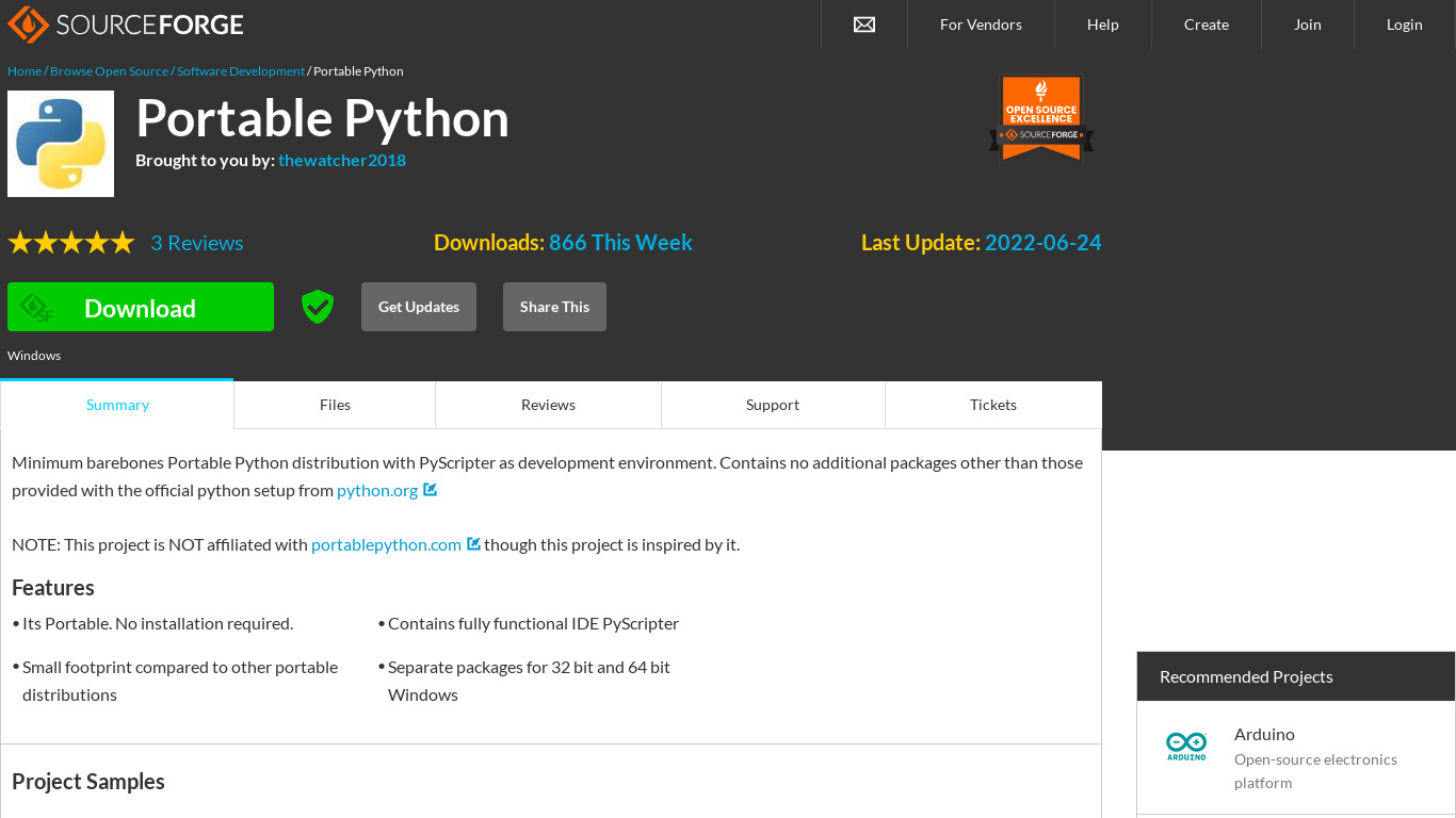 Portable Python Landing page