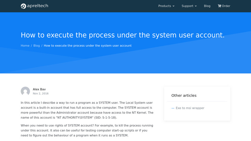 apreltech.com Run as System Landing Page