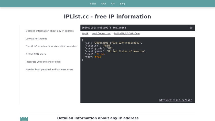 IPlist.cc Landing Page