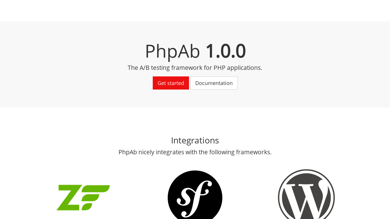 PhpAb Landing page