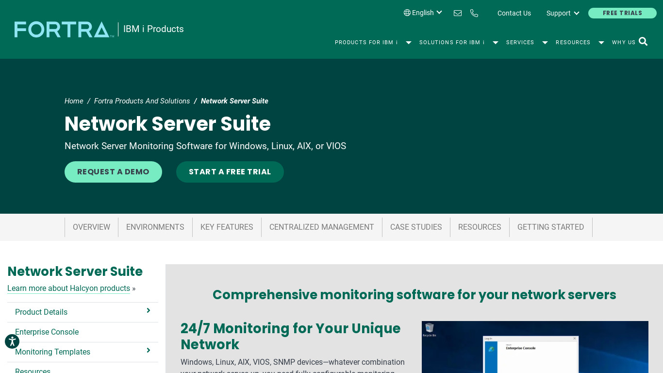 Network Server Suite Landing page