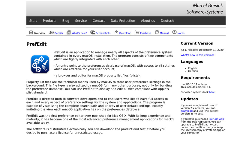 PrefEdit Landing Page