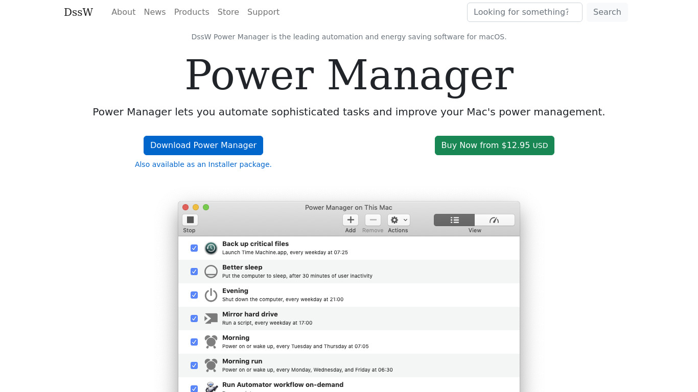 Power Manager Landing page