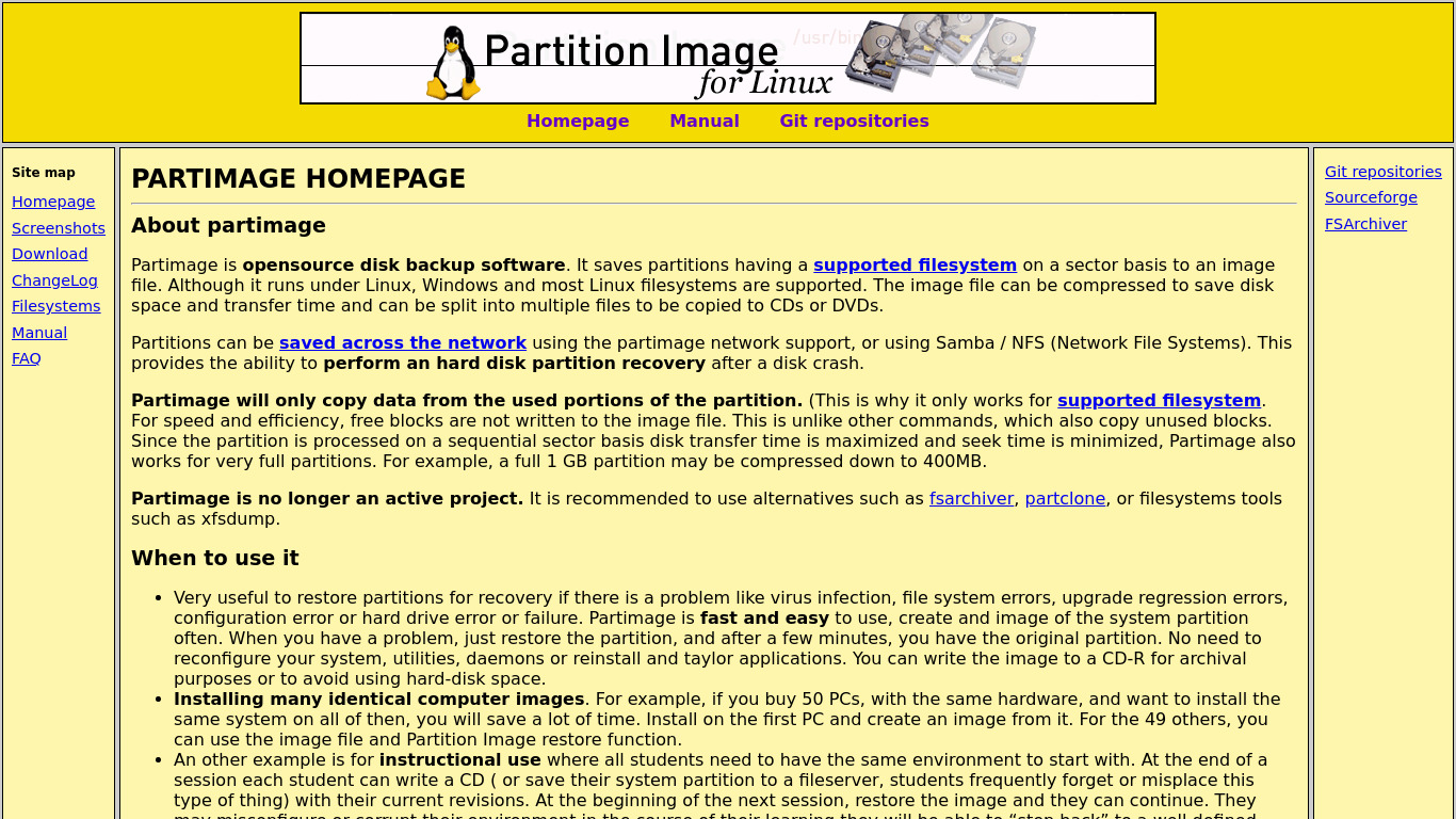 Partimage Landing page