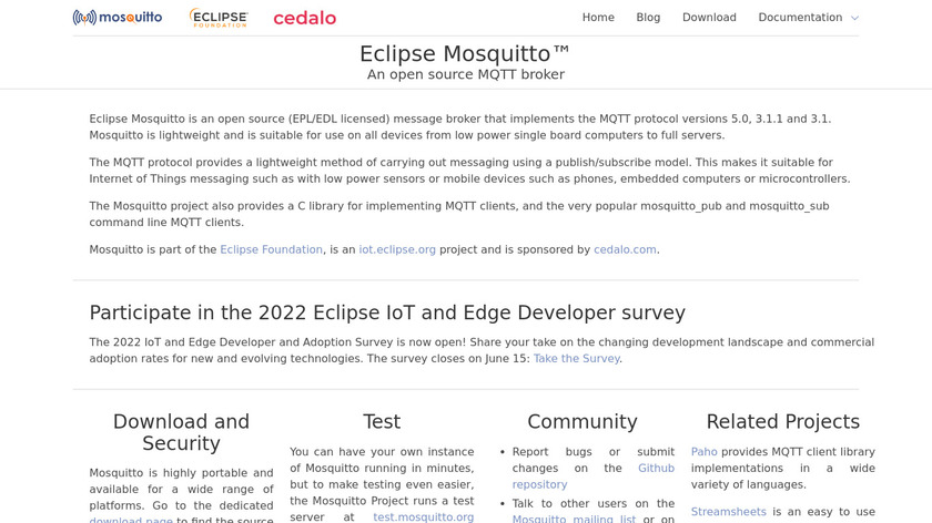 mosquitto Landing Page