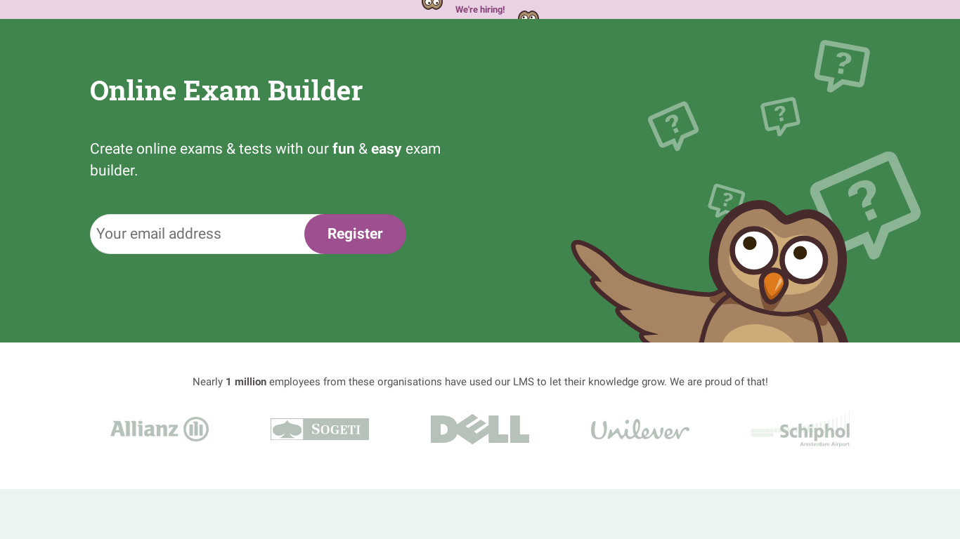 Online Exam Builder Landing page