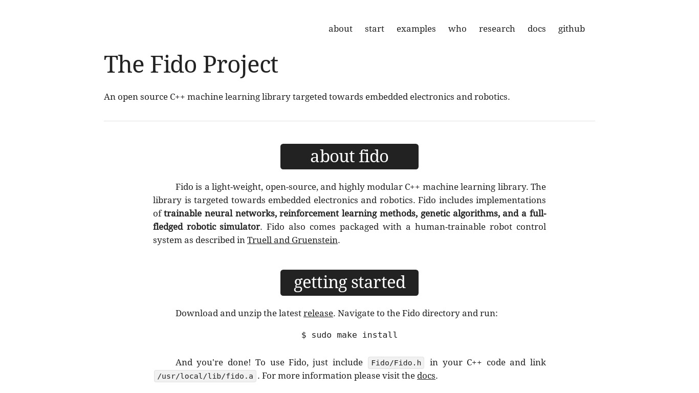 Fido Landing page