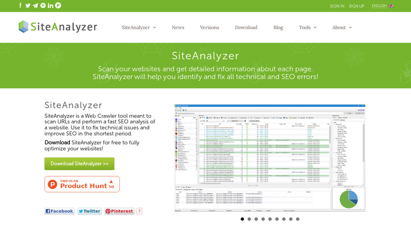 SiteAnalyzer Landing Page